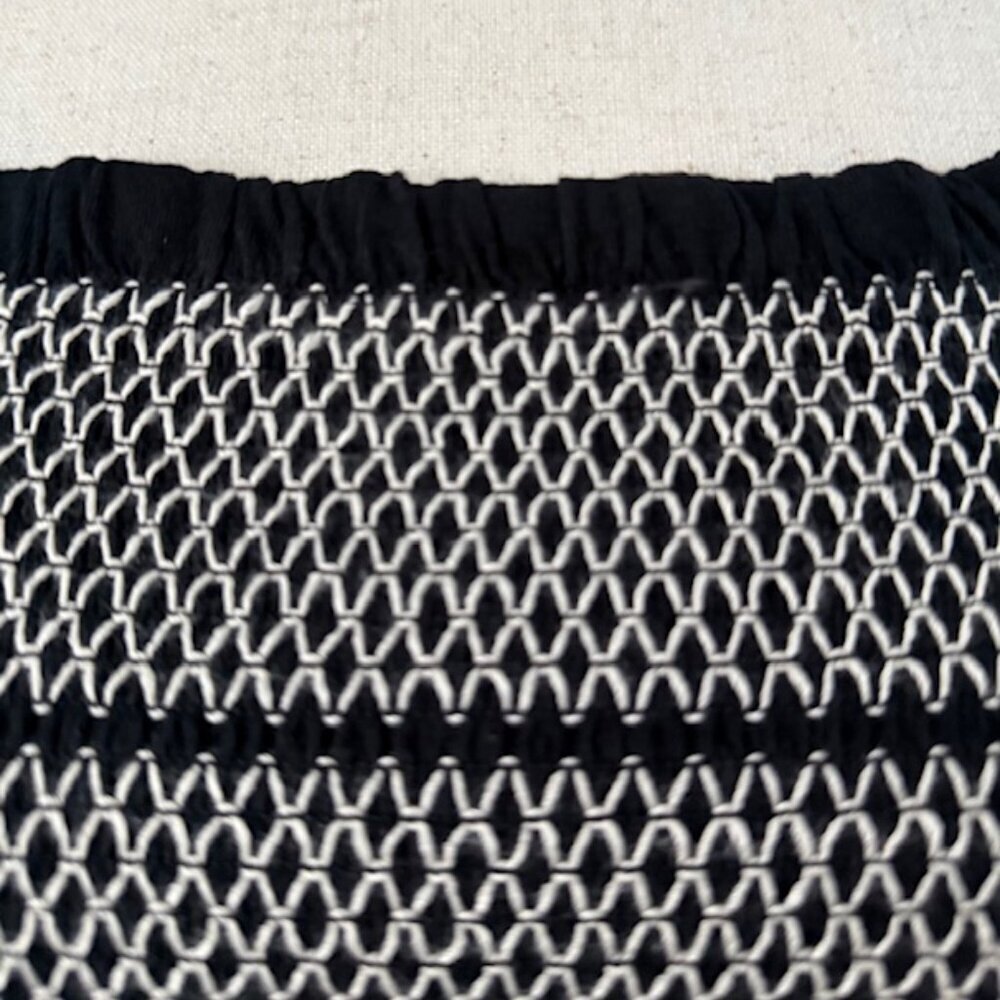 INC Cotton Embroidered Smocked Top Off shoulder Deep Black Petite Medium  NWT - Picture 4 of 16